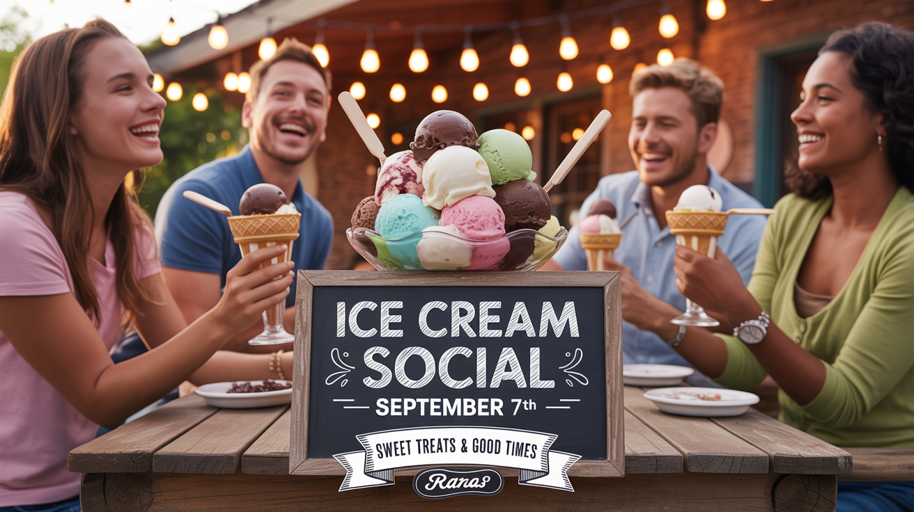 Ice Cream Social 
The date is [September 7th] 
The time is [6:00 PM]