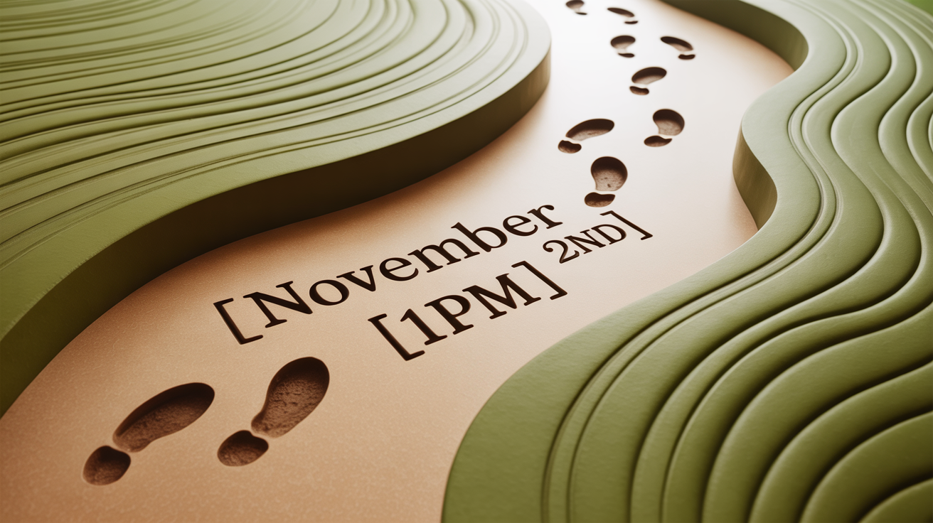 Next Steps  
Add a [footprints] in the design  
The date is [November 2nd] 
The time is [1pm] 
The background is [olive green to off white gradient], make it whimsical